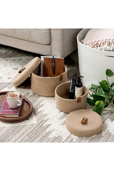 HandmadeSNM Καλάθι οργάνωσης 2 τεμαχίων με καπάκι