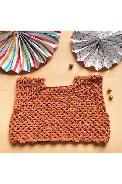 The Cloudish Shop Kız Bebek Çocuk Merserize El Örgüsü Crop Bluz 3-4 Yaş