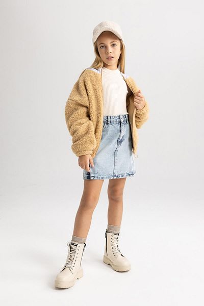 DeFacto Girl's Hooded Plush Cardigan A7777a823au