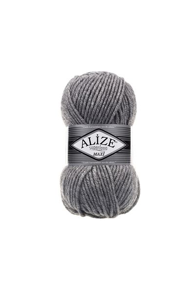 Alize Superlana Maxi 25% Μαλλί - 75% Ακρυλικό / 100 gr - 100 M Weft Beanie For Knitting 021 Grey Melange