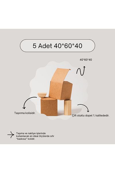 Karteks 5 Pieces 40*60*40 Unprinted Double Corrugated Moving Box
