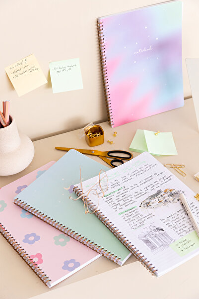 Matt Notebook A4 Spiralli Okul Defteri 80 yaprak 4'lü Set - Çizgili