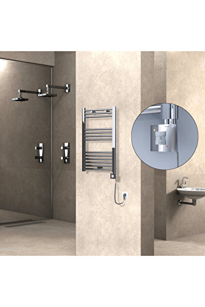 Radiva Haiti Elektrikli Havlupan 500x800 Düz Krom (KTX1 Termostat) 200 Watt S...