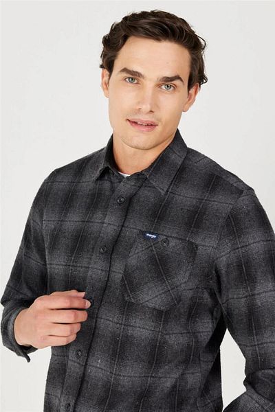 WRANGLER W232080 035 Gray Men's Long Sleeve Shirt