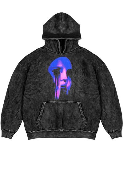 Bak Moda Πλενόμενο Lana Printed Oversize Unisex Smoked Hoodie