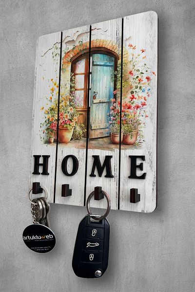 beedene Modern White Wooden Decorative Key Hanger - Keychain Painting