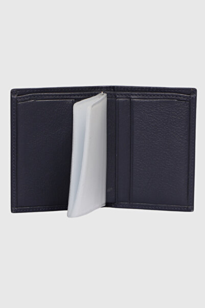 Grande Arsel Navy Blue - 325 Horizontal Card Holder with Transparent Leather Chamber