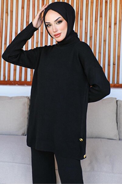 benguen 23007 Corded Button Suit Black