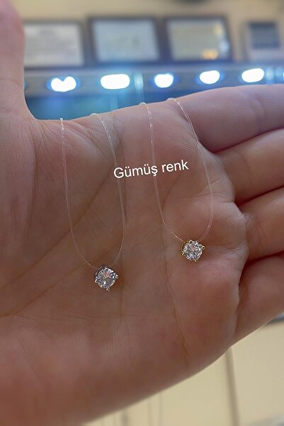 Erer Gümüş Gümüş 5 mm taşlı hayalet misina kolye hs26552e3