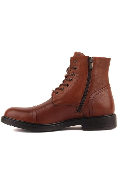 SailLakers - Ανδρικές μπότες με δερμάτινο φερμουάρ Tan 102-3507-121K