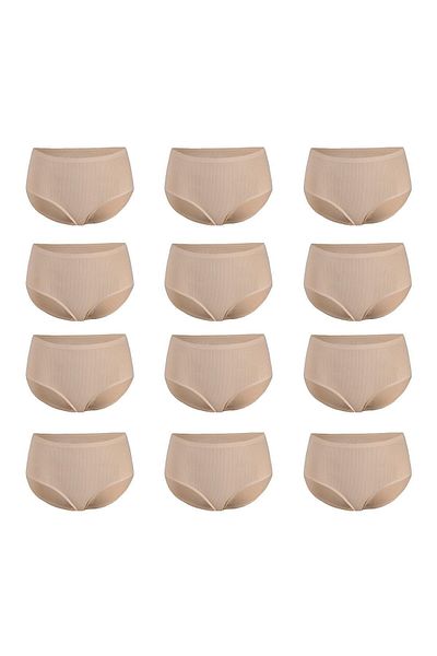 YILDIZ Pack of 12 100% Cotton Flexible Women's Striped Bato Panties