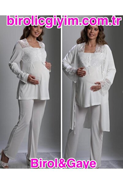 Nehir Nehirsel 3018 Pregnant Maternity 3-Piece Pajamas Dressing Gown