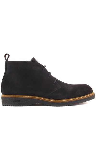 SailLakers - Navy Blue Suede Leather Lace-Up Men's Boots