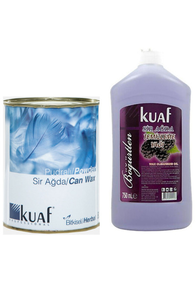 Kuaf Konserve Sir Ağda Pudra 800 Gr + Sir Ağda Temizleme Yağı 750 Ml Böğürtlen
