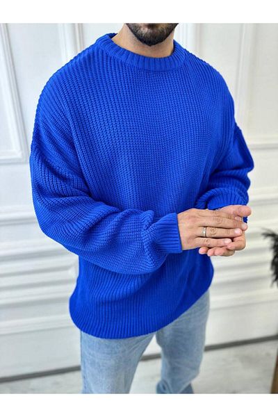 elkumoda Pulover supradimensionat, cu două straturi, tricotat din bumbac natural, cu croiala liberă, fără pilule