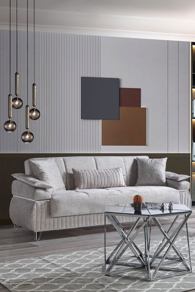 Eymense Luis Çekyatlı Üçlü Kanepe Çekyat