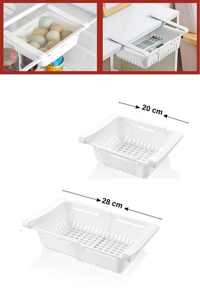 Flosoft Adjustable Hanging Shelf in the Cabinet, Refrigerator Accordion Storage Shelf with Strainer, Organizer Organizer
