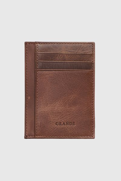 Grande 750 Γνήσιο Δερμάτινο Λεπτό Θήκη Κάρτας Crazy Brown