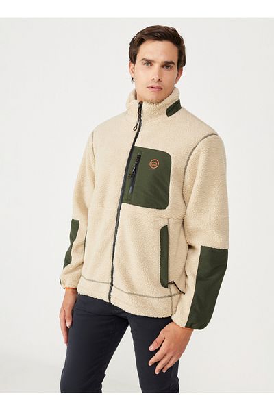WRANGLER Ανδρικό παλτό Ecru W232218104 Πλήρες φερμουάρ Sherpa