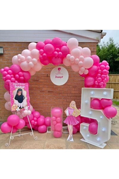 MERİ PARTİ BARBİE KONSEPT DOĞUM GÜNÜ ÖZEL GÜN KUTLAMALARI BALON ZİNCİR SET PEMBE FUŞYA BALON