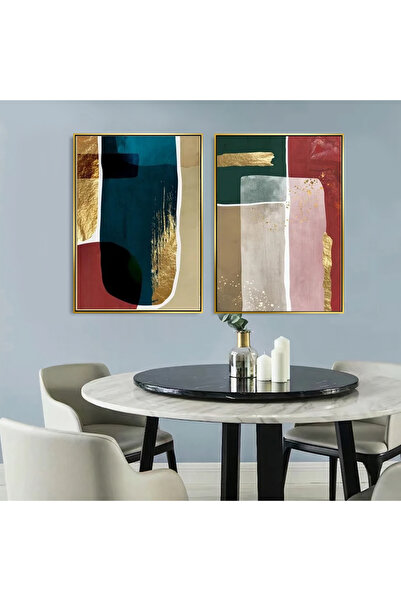Markazip Altın Metal Çerçeveli 50x70cm Ikili Kanvas Tablo CTN72-K