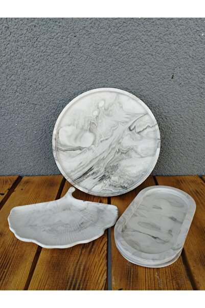 stone powder decorative Set of 3 Marble Pattern decorative trays