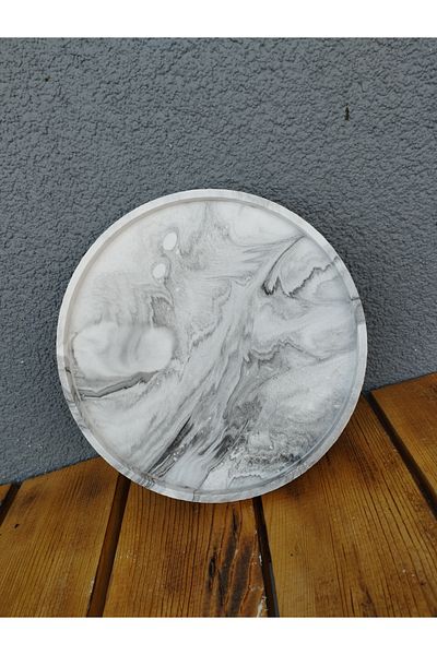 stone powder decorative Marble Pattern Round Concrete Presentation Tray