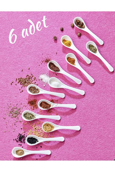 FBZhome 6 White Serving and Spice Spoons - Breakfast Honey Spoons Sugar Jam Serving Spoons