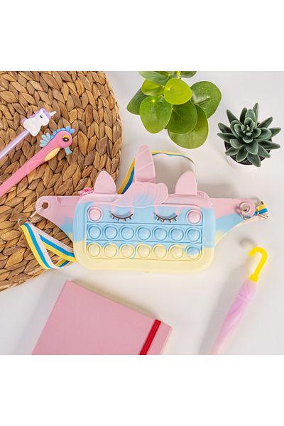 Allbags Silicone Popit Body Bag and Waist Bag, Unicorn Figure