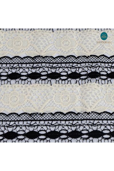 METERİAL DOUBLE COLOR BLACK BEIGE LACE