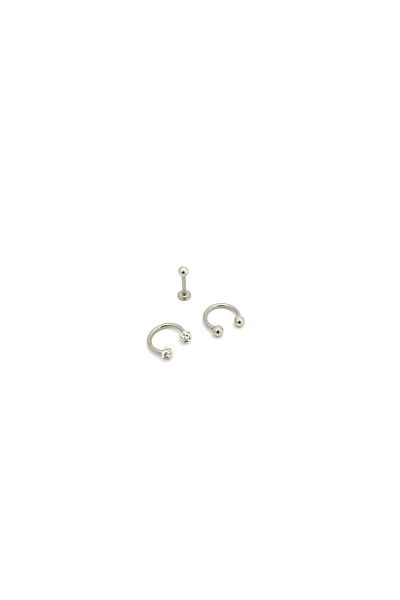 Liva CERRAHİ STEEL 3-PIECE PIERCING SET (Stainless, Non-Fade)