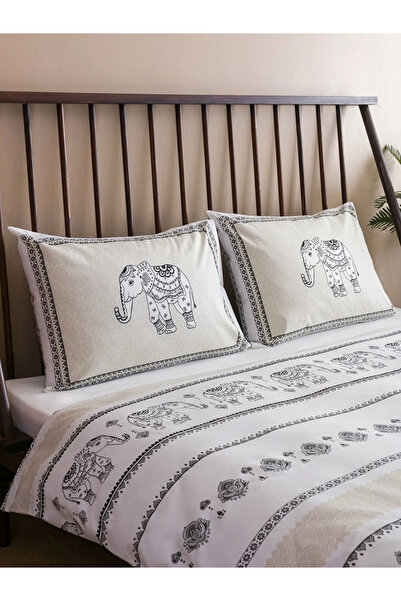 LC Waikiki Pamuk Çarşaflı Fil Baskılı Çift Kişilik Nevresim Takımı