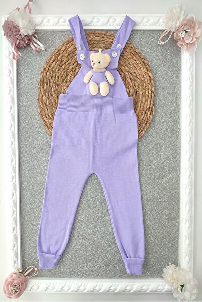 dubi baby Tricotaj de culoare liliac, cu jucărie ursuleț, cu bretele reglabil...