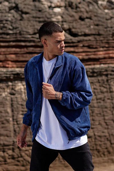 ixir Мъжко кадифено палто и яке Oversize, синьо