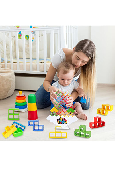YILDIRIM OYUNCAK Balance Tetris Kule Renkli Yapı Denge Oyunu