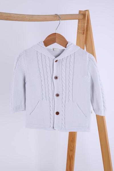 Babyhola 100% Organic Knitwear Baby Girl and Boy Hooded Cardigan 6001