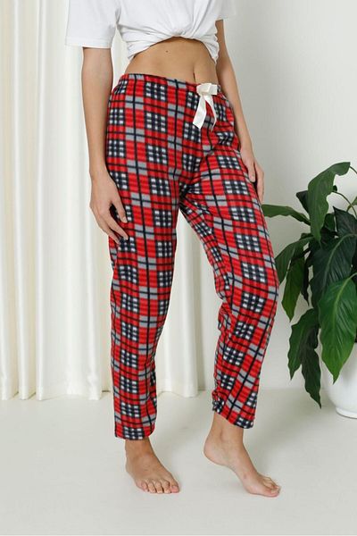 Farya Home Luxury Soft Welsoft Fleece Patterned Ribbon Winter Pajama Bottom Pants