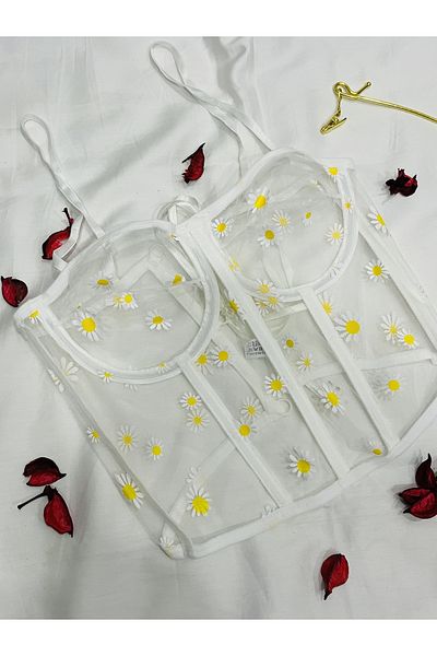 mendoza store Ecru Coverless Daisy Underwire Bustier Corset