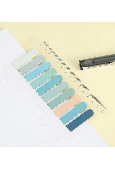 NaSaDAN 10 Colors Soft Blue Shades Transparent Postit with Ruler 200 Sheets