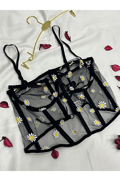mendoza store Black Uncovered Daisy Underwire Bustier Corset