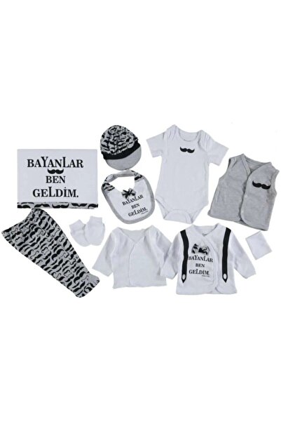 Miniworld Baby Boy Ladies I'm Here Printed 10-Piece Hospital Exit Bodysuit Set