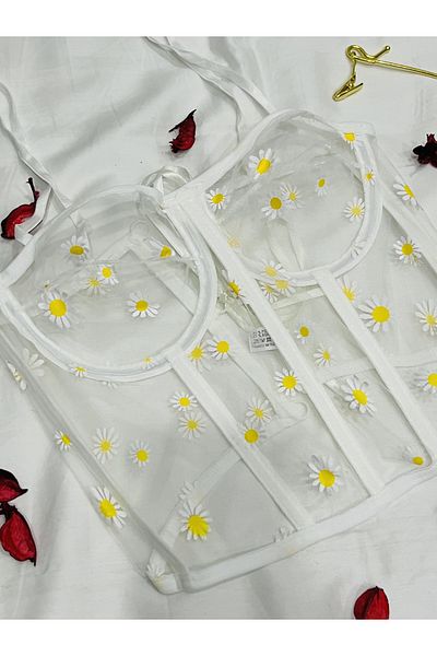 mendoza store Ecru Coverless Daisy Underwire Bustier Corset