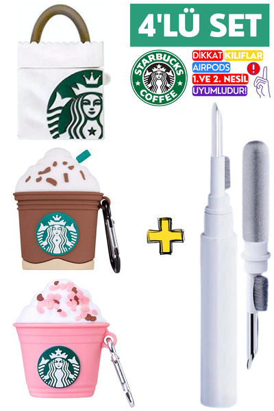 EWEC 1.ve 2.Nesil Uyumlu Starbucks Çanta, Kahve ve Pembe Bardak Kılıf ve 3 in...