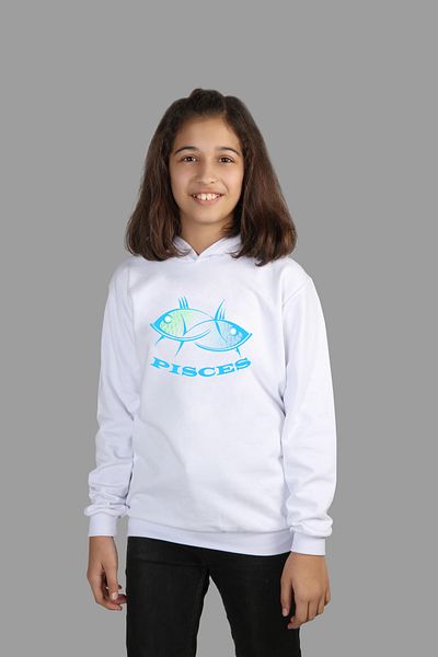 Raf Coll Hanorac cu glugă pentru fetiță/băiat Pește Zodiac Imprimat digital cu două fire în interior