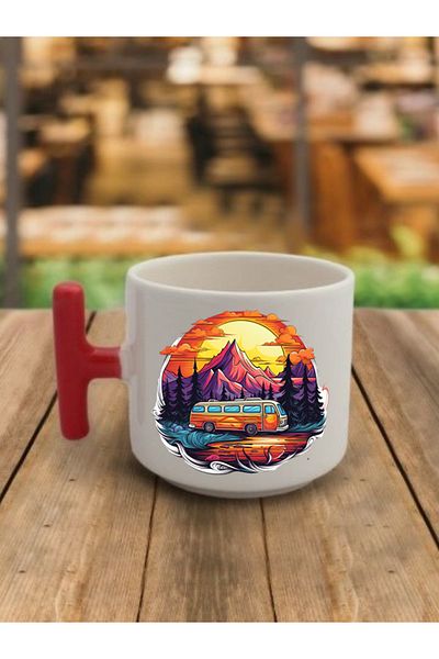 lili hediyelik Caravan Visual Coffee Cup Ceramic Mug - Ceramic Tea, Coffee Gift Cup