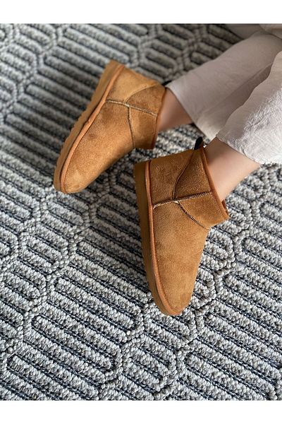 TRODONS Ultra Mini Suede Half Boots Flat Sole Γούνινα Γυναικεία Boat Παπούτσια