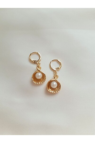 Abiye Butik Çanta Incili Midye Küpe Çifti