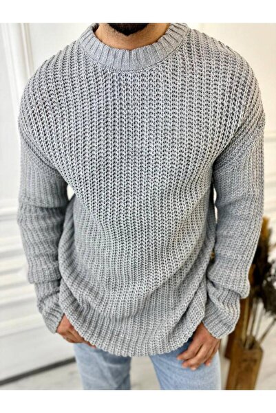 elkumoda Sweater Oversize Double Layer Chain Knit Natural Cotton Loose Cut Non-Pilling Knitwear Sweater