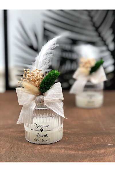 Masalsı Concept Özel Düğün Lüks Çiçekli Mum 10 Adet