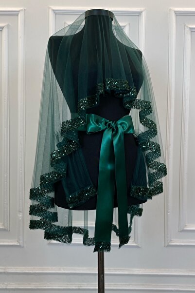 ZEYMERADE طقم حجاب زفاف أوركيد أخضر زمردي، طقم حجاب حناء حجر الماء 6 قطع